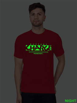 Red Cotton Charge Please wait Men Glow in Dark T-shirt