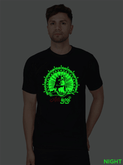 Black Cotton Adiyogi Men Glow in Dark T-shirt