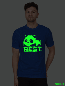 Rblue Cotton Panda Men Glow in Dark T-shirt