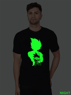 Black Cotton Goku Fighter Men Glow in Dark T-shirt