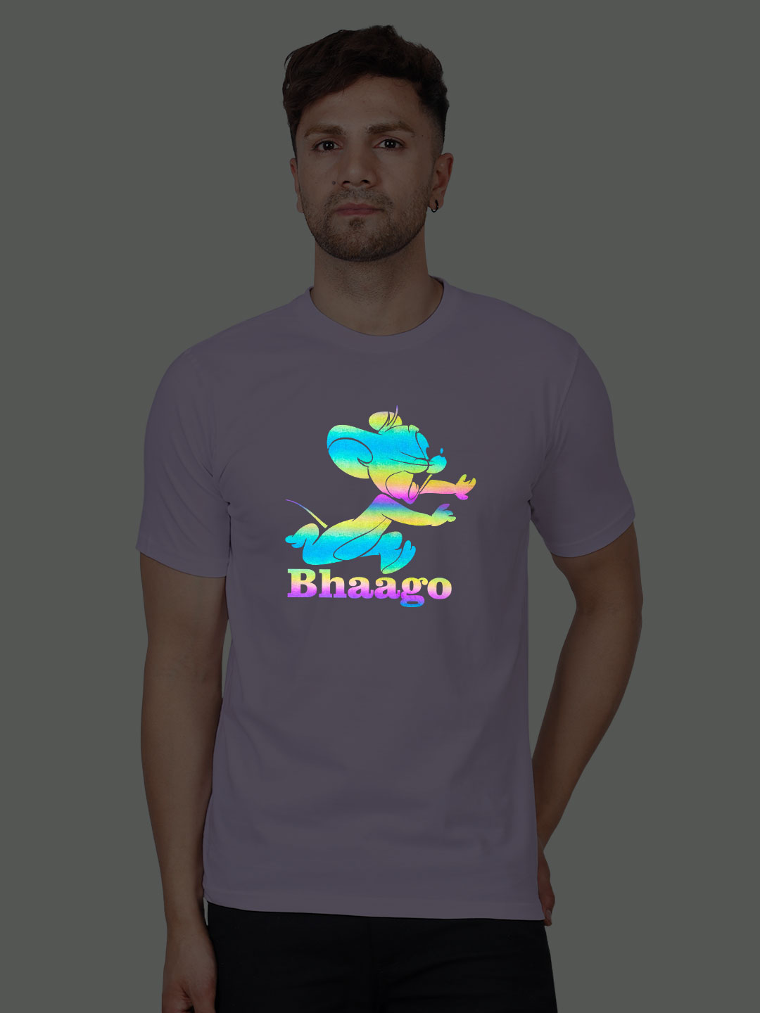 Lavender Cotton Jerry Men Rainbow Reflective T-shirt