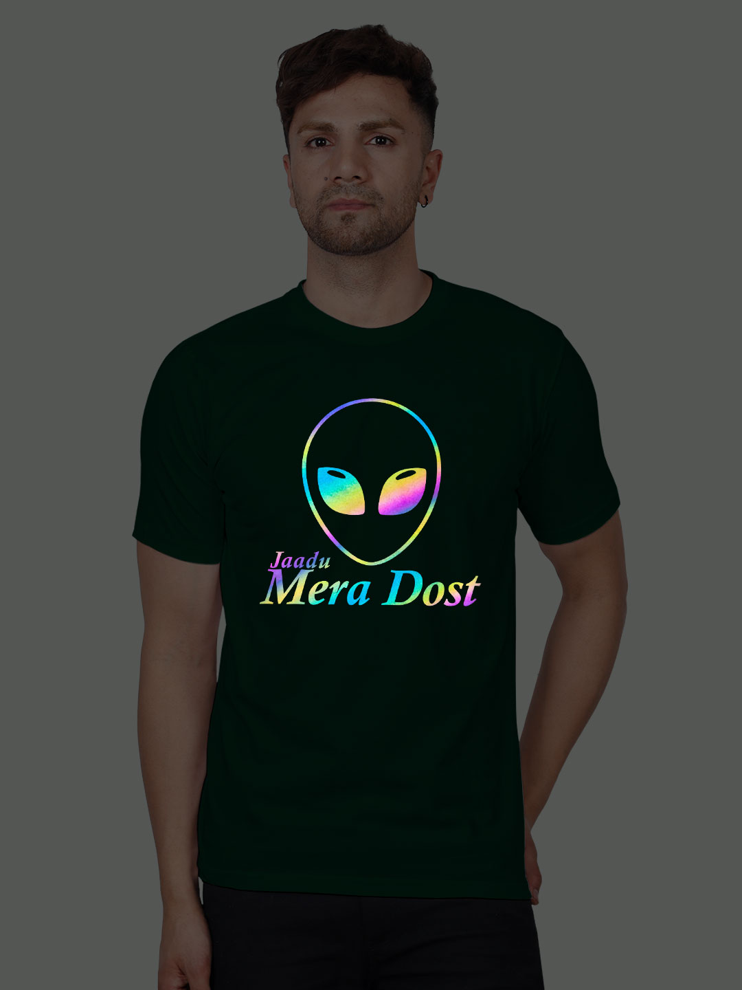 Bgreen Cotton Jaadu Mera Dost Men Rainbow Reflective T-shirt