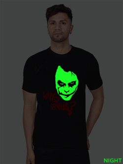 Black Cotton Joker Men Glow in Dark T-shirt