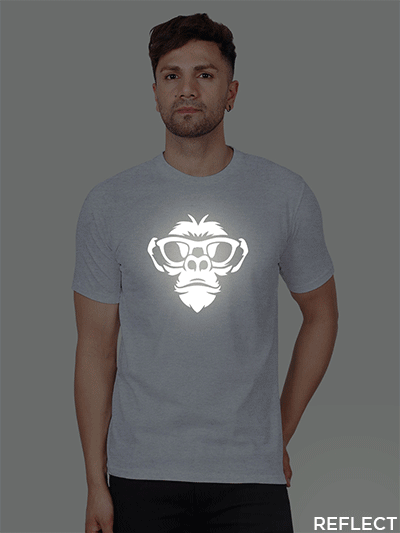 RA062-GREY-MAN-HST-REFLECT-(11) Grey Cotton Monkey Face Men Reflective T-shirt
