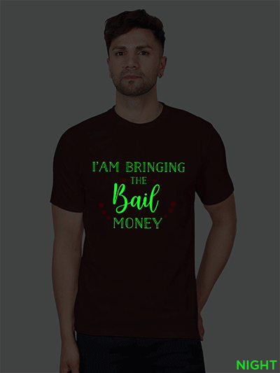 Maroon Cotton Bringing the Bail Money Men Glow in Dark T-shirt