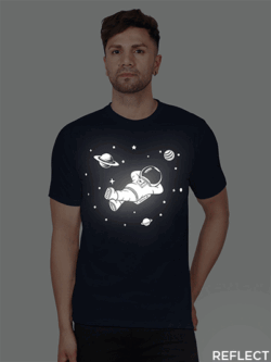 Nblue Cotton Astronaut with Stars Men Reflective T-shirt