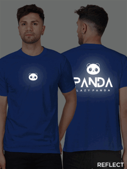 Rblue Cotton Lazy Panda Face Men Reflective T-shirt