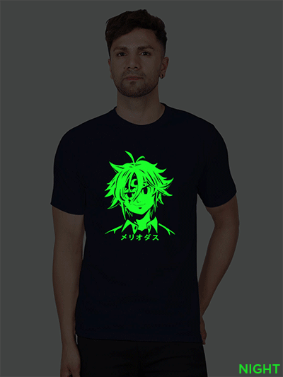 Nblue Cotton Meliodas Anime Men Glow in Dark T-shirt
