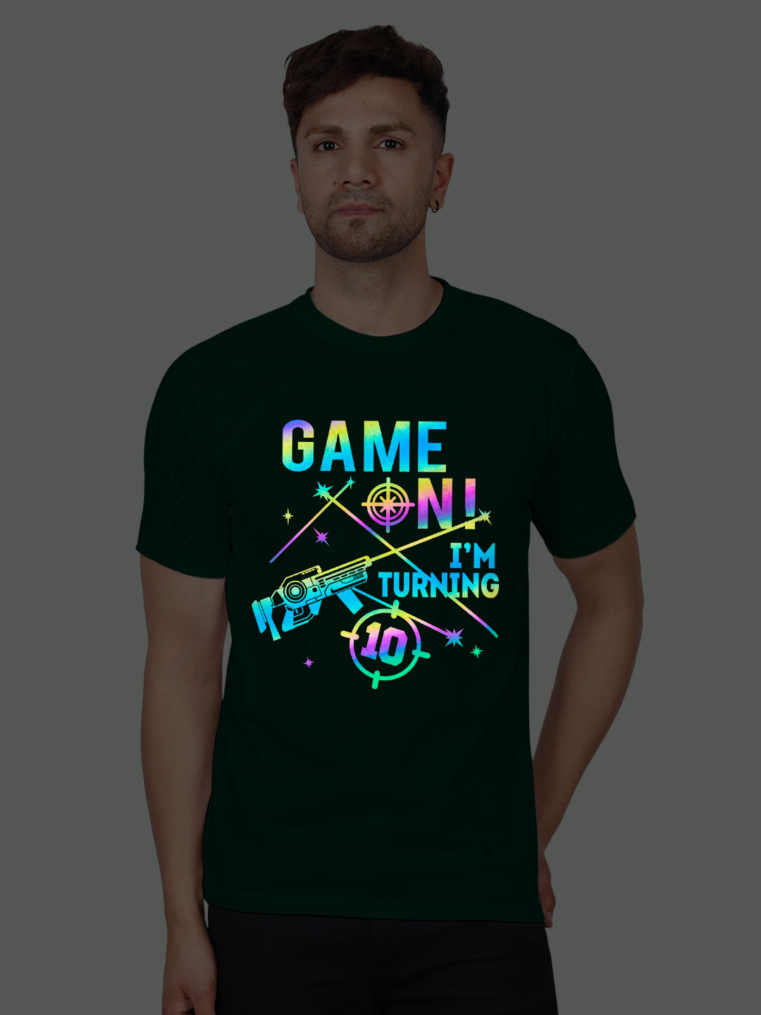 Bgreen Cotton Laser Tag Game in Men Rainbow Reflective T-shirt