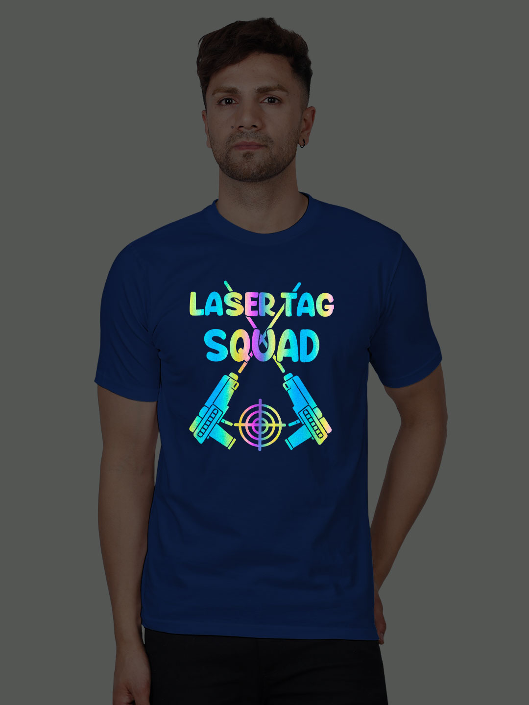 Rblue Cotton Laser Tag Squad Men Rainbow Reflective T-shirt