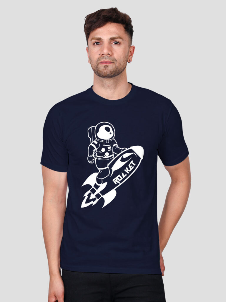 Astronaut Rocket Men T-shirt | Men | Regular Print | Beige
