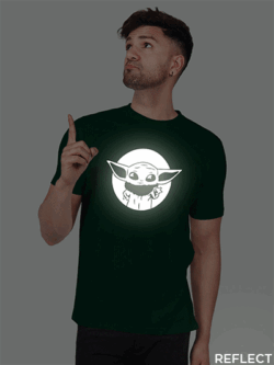 Bgreen Cotton Cute Baby Yoda Men Reflective T-shirt