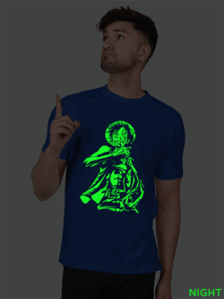 Rblue Cotton Monkey D.Luffy Men Glow in Dark T-shirt