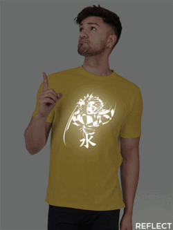 Yellow Cotton Tanjiro Kamado Men Reflective T-shirt