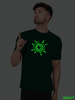 Bgreen Cotton Naruto Seal Men Glow in Dark T-shirt