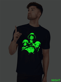Nblue Cotton Anime Group Men Glow in Dark T-shirt