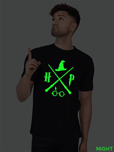 Black Cotton Harry Poter Halloween Men Glow in Dark T-shirt