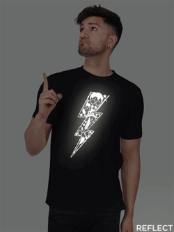 Black Cotton Halloween Men Reflective T-shirt