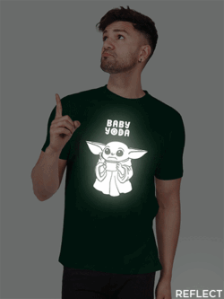 Bgreen Cotton Baby Yoda Men Reflective T-shirt