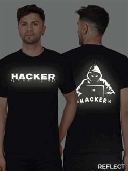 Black Cotton Hacker Men Reflective T-shirt