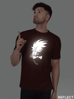 Maroon Cotton Kakashi Face Men Reflective T-shirt