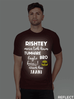 Maroon Cotton Ristey mein to toh hum tumhare Men Reflective T-shirt
