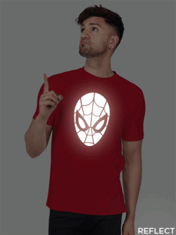 Red Cotton Spiderman Face Men Reflective T-shirt