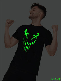 Black Cotton Halloween Smile Men Glow in Dark T-shirt