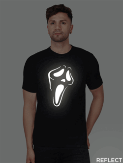 Black Cotton Ghost Men Reflective T-shirt