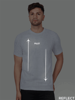 Grey Cotton Pilot Men Reflective T-shirt
