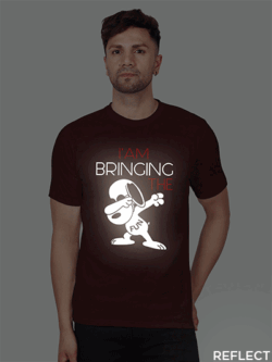 Maroon Cotton Bringing the fun Men Reflective T-shirt