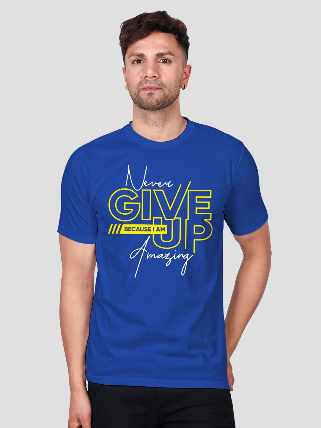 RA168-RBLUE-MAN-HST-NORMAL-(1) Never Give up Men T-shirt | Men | Regular Print | Beige