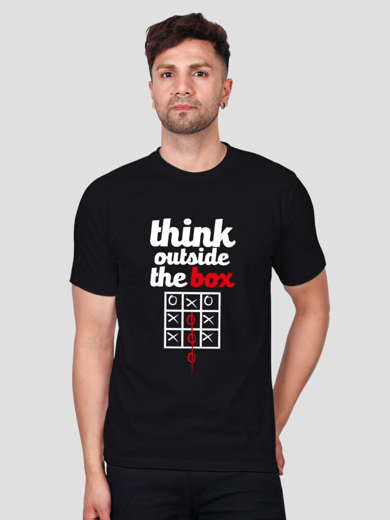 Think Out Side the Box Men T-shirt | Men | Regular Print | Beige