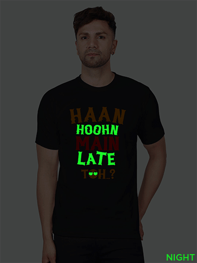 Black Cotton Haan Hoon Mai Late Men Glow in Dark T-shirt