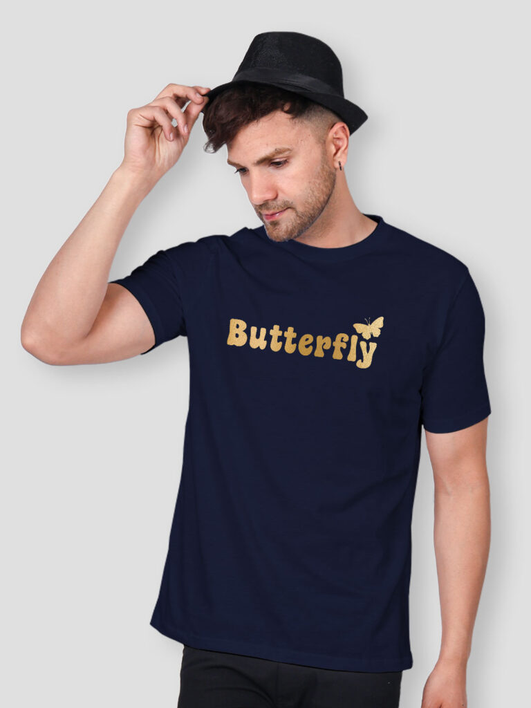 Butterfly Wings Men Gold Printed T-shirt image 3