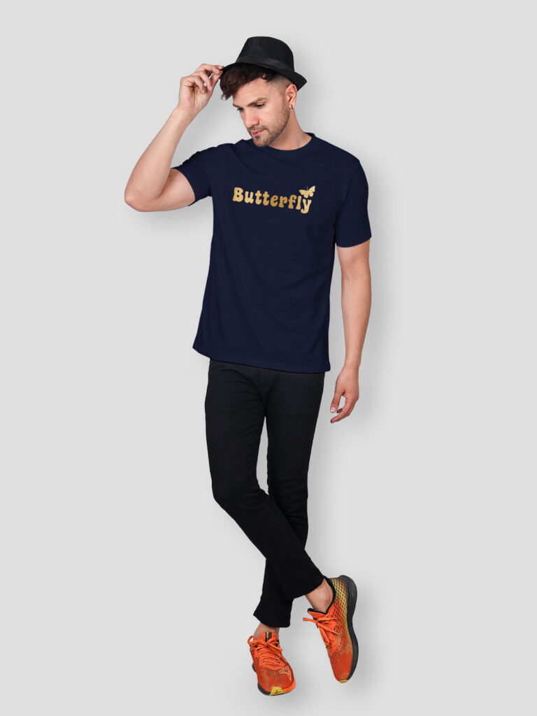 Butterfly Wings Men Gold Printed T-shirt image 5