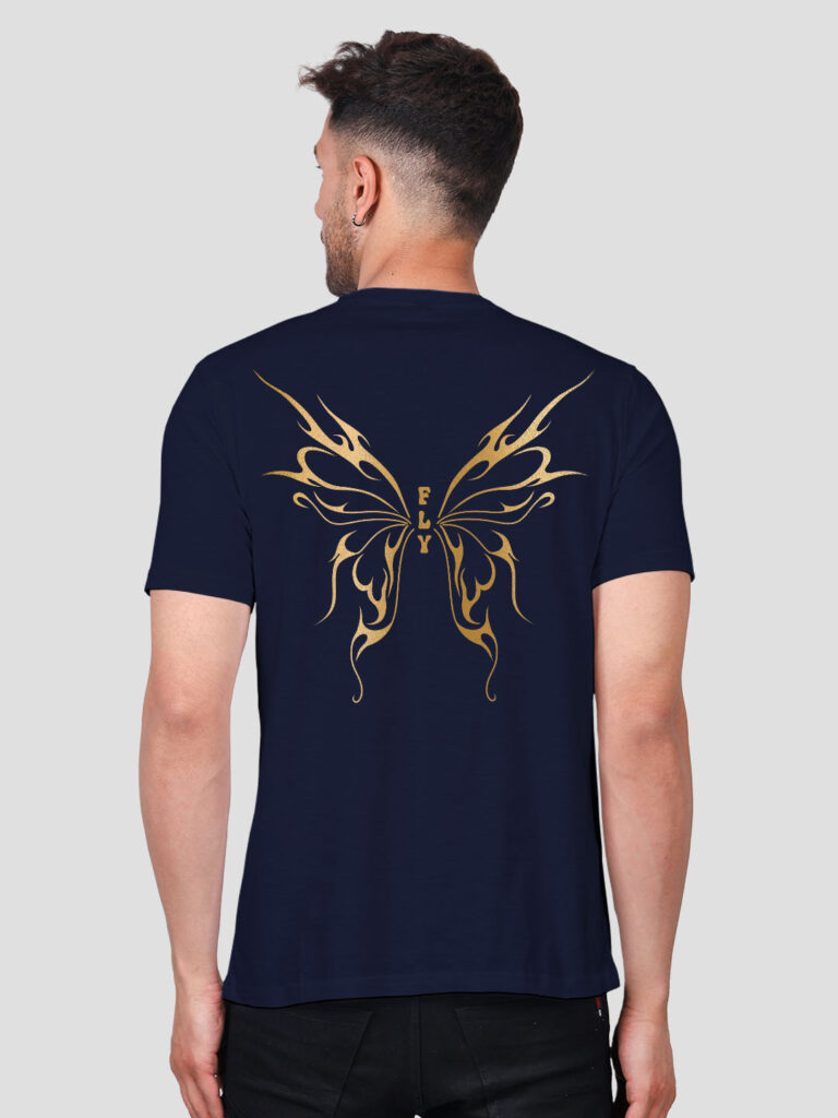 Butterfly Wings Men Gold Printed T-shirt image 4