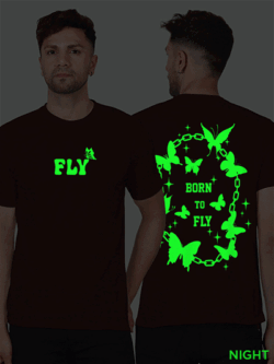 Maroon Cotton Born to Fly Men Glow in Dark T-shirt