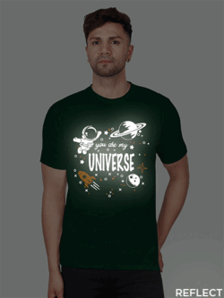 Bgreen Cotton Astronaut Universe Men Reflective T-shirt