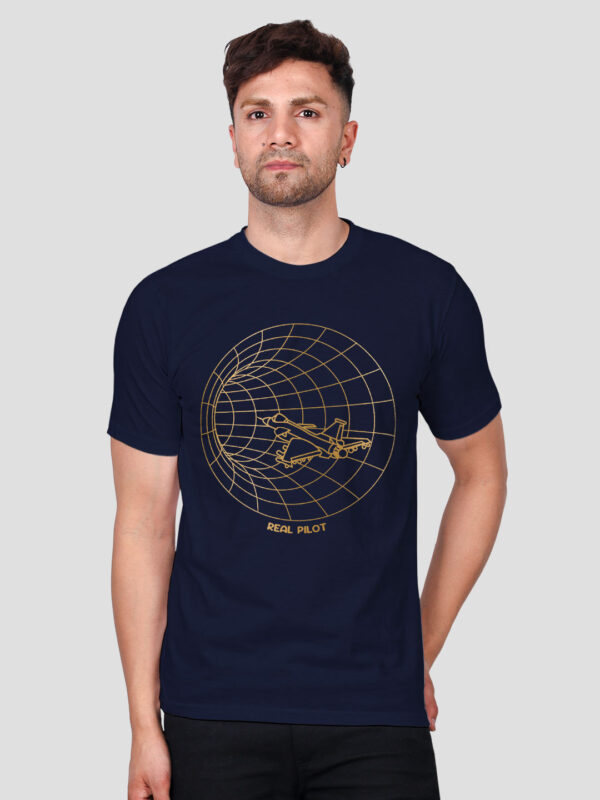 Real Pilot Men Gold Printed T-shirt