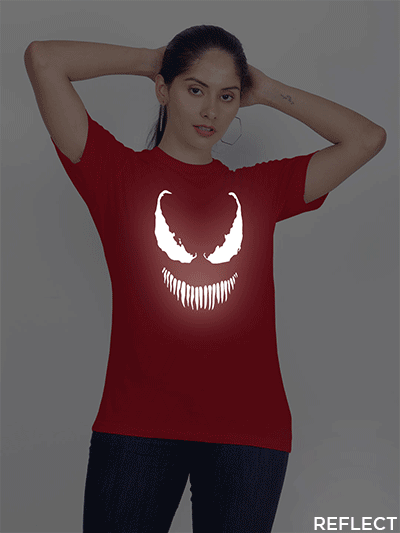 Red Cotton Venom Reflective Women T-shirt