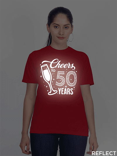 Red Cotton Cheer to Years Reflective Women T-shirt
