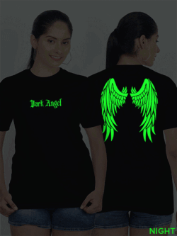 Black Cotton Lucifer Glow in Dark Women T-shirt