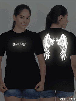 Black Cotton Lucifer Reflective Women T-shirt
