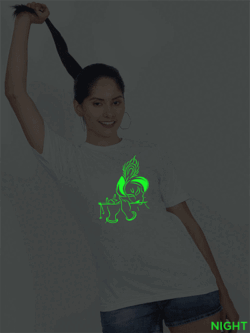 White Cotton Flute Krishna Glow in Dark Women T-shirt