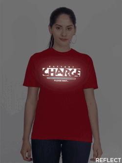 Red Cotton Charge Please wait Reflective Women T-shirt
