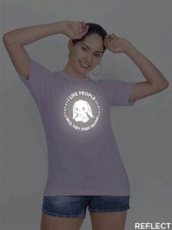 Lavender Cotton Cute Rabbit Like People Reflective Women T-shirt