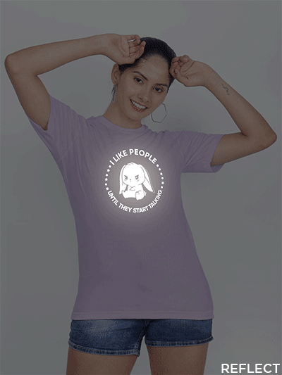 Lavender Cotton Cute Rabbit Like People Reflective Women T-shirt