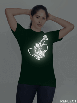 Bgreen Cotton Spider Man Reflective Women T-shirt