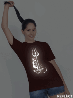 Maroon Cotton Mahakaal Kids T-shirt Reflective Women T-shirt